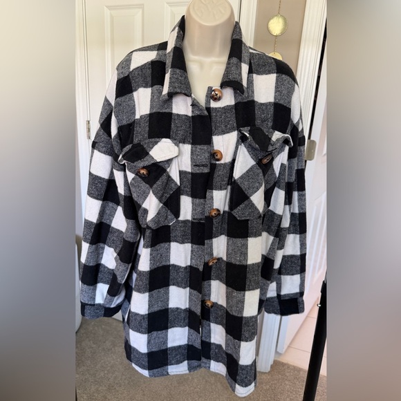 SHEIN Jackets & Blazers - SHEIN Plaid Flannel Shacket